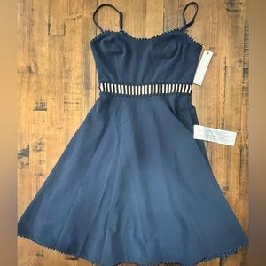 NWT Dress the Population Harlow Sweetheart Sleeveless Dress Lace Trim Blue Sz S